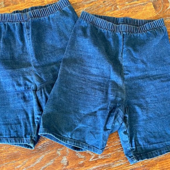 2 prs * FADED GLORY pull-on DENIM Bike WORKOUT Bermuda SHORTS * stretch * - Picture 1 of 2